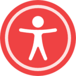 Red icon with the figure of a person in it